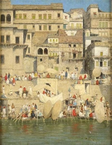 Benares, Blue Is The Sky Oil Painting by Mortimer Luddington Menpes