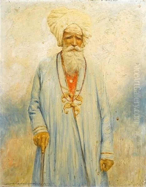 A Retainer Of The Maharajah Of Cutch Oil Painting by Mortimer Luddington Menpes