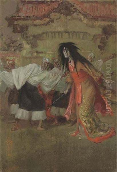 Kiyohime Oil Painting by Mortimer Luddington Menpes