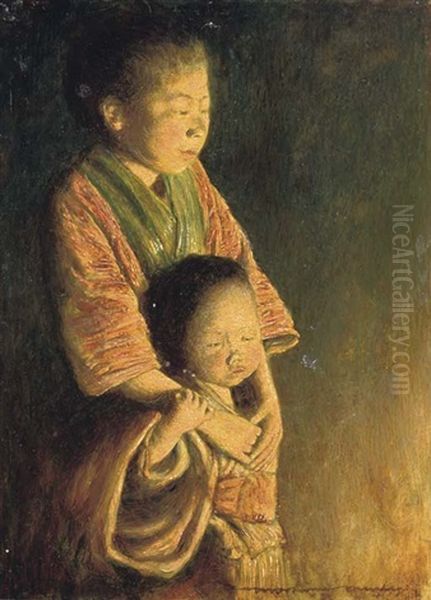 Two Japanese Figures Oil Painting by Mortimer Luddington Menpes