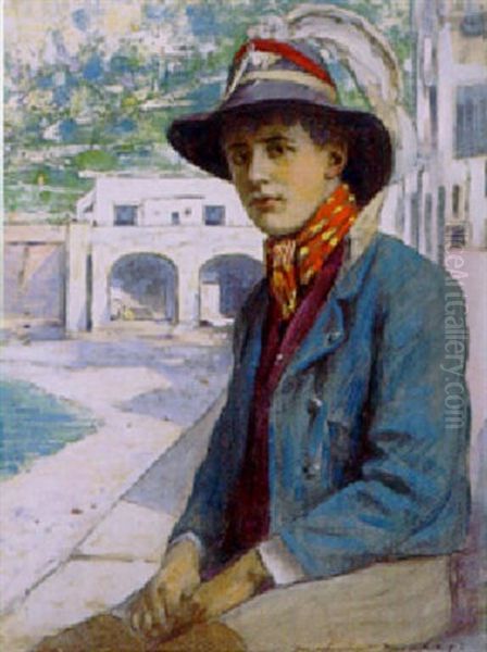 Seated Youth Oil Painting by Mortimer Luddington Menpes