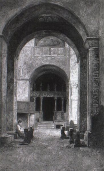 Southern Aisle, St. Marks Oil Painting by Mortimer Luddington Menpes