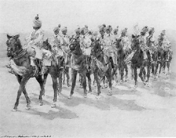 The Imperial Cadet Corps At The Durbar Oil Painting by Mortimer Luddington Menpes