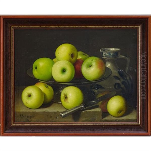 Still Life With Apples Oil Painting by Antonio Mensaque