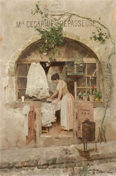 La Repasseuse Oil Painting by Edouard (John) Menta