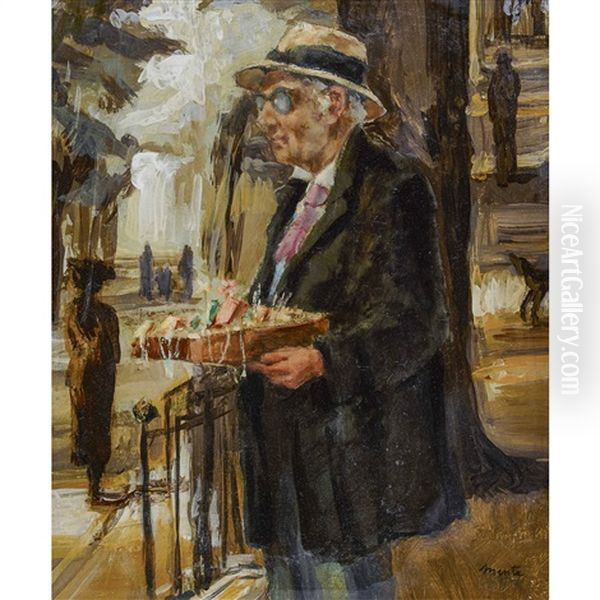 Le Vendeur De Rue Oil Painting by Edouard (John) Menta