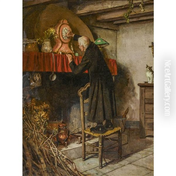 Der Mesmer Beim Aufziehen Einer Pendule Oil Painting by Edouard (John) Menta