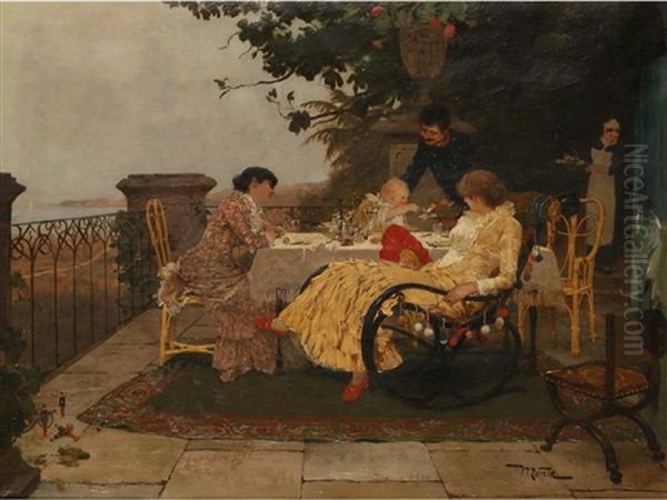 Al Fresco Oil Painting by Edouard (John) Menta