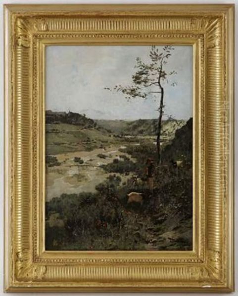 Jeune Chevrier Dans Un Paysage Oil Painting by Edouard (John) Menta