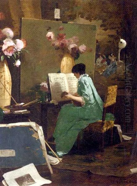 A Musical Interlude Oil Painting by Edouard (John) Menta