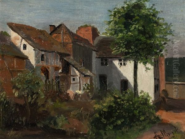 Oil Painting Of A Backyard Oil Painting by Adolph von Menzel