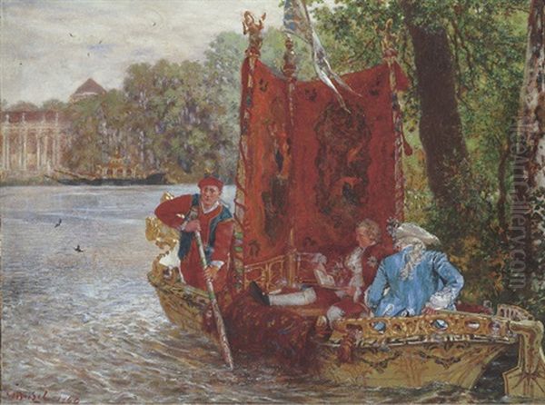 Wasserfahrt In Rheinsberg Oil Painting by Adolph von Menzel