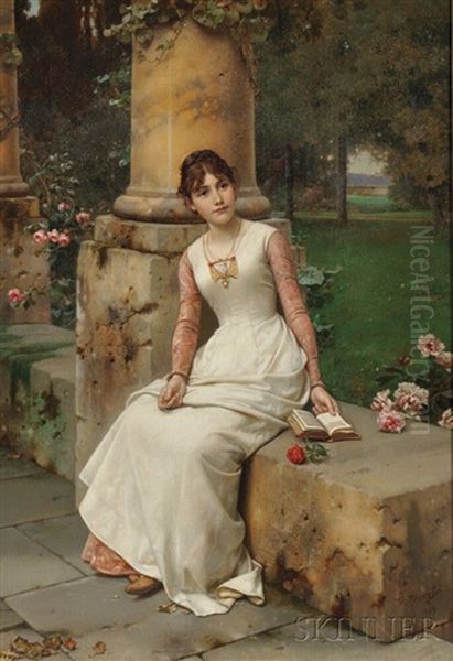 A Pause From Reading Oil Painting by Wilhelm Menzler