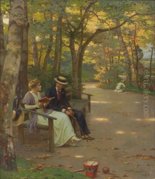 Conversation Au Parc Oil Painting by Wilhelm Menzler