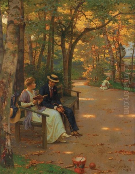 Discussion Au Parc Oil Painting by Wilhelm Menzler