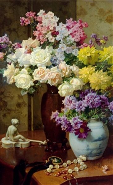 Stilleben Mit Rosen Oil Painting by Wilhelm Menzler