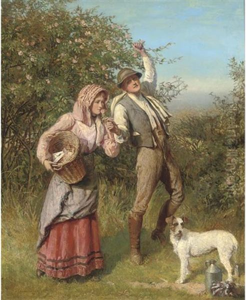 The Blossom Pickers Oil Painting by Wilhelm Menzler