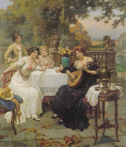 Das Lautenspiel Oil Painting by Wilhelm Menzler