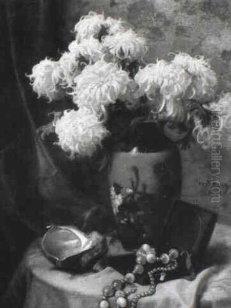 Stilleben Mit Chrysanthemen In Einer Vase Oil Painting by Wilhelm Menzler