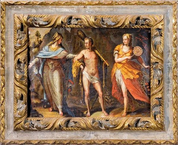 Hercule A La Croisee Des Chemins (+ Vierge A L'enfant Entre Sainte Marie-madeleine Et Une Sainte Debout Appuyee Sur Une Ancre; Pair) Oil Painting by Pietro Mera