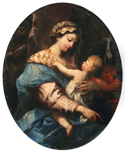 Madonna Mit Jesuskind Und Johannes Oil Painting by Giovanni Battista Merano