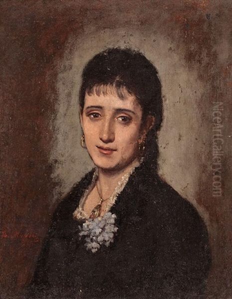 Retrato De Una Joven Oil Painting by Benito Mercade y Fabregas