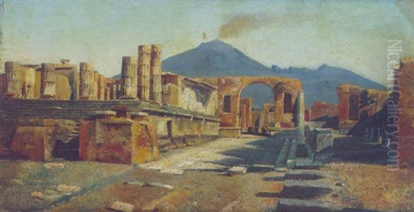 Vue Des Ruines De Pompei Oil Painting by Charles Mercier