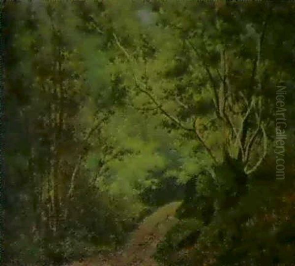 Sentier Dans Le Sous-bois En Foret De Meudon Oil Painting by Charles Mercier