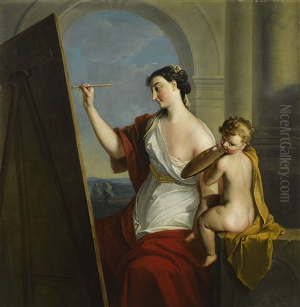 Allegory Of Painting Oil Painting by Philip Mercier