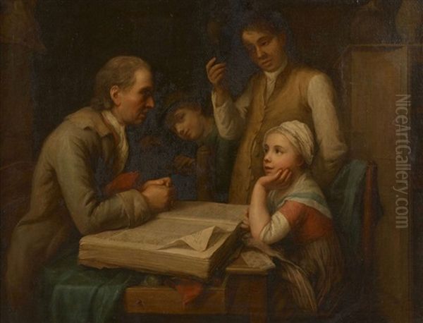 La Lecture De La Bible Oil Painting by Philip Mercier