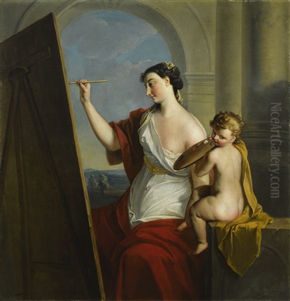 Allegory Of Painting Oil Painting by Philip Mercier