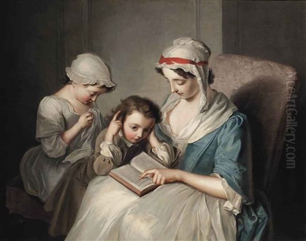 The Bible Lesson, Or L'instruction Maternelle Oil Painting by Philip Mercier