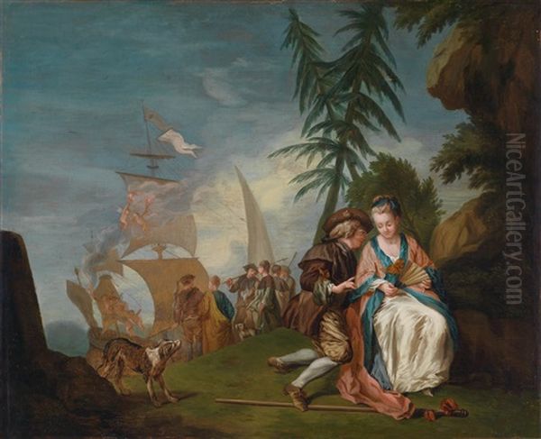 Ein Galantes Paar Vor Der Einschiffung Nach Kythera Oil Painting by Philip Mercier