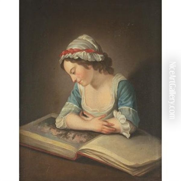 A Girl Reading A Book Oil Painting by Philip Mercier