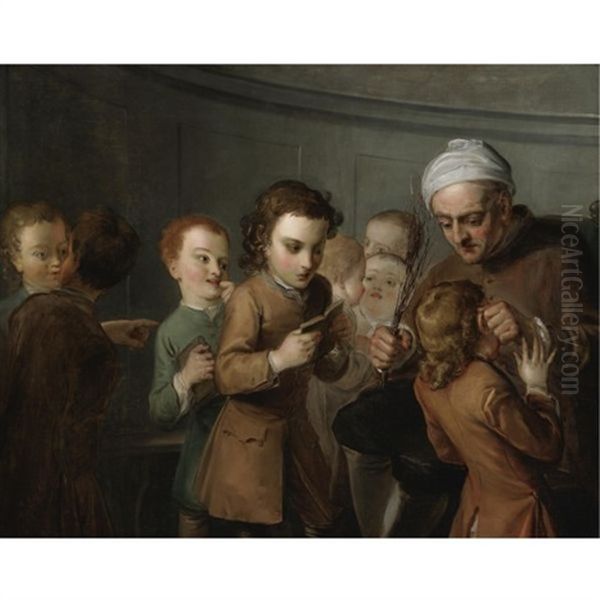 School Master And His Students Oil Painting by Philip Mercier