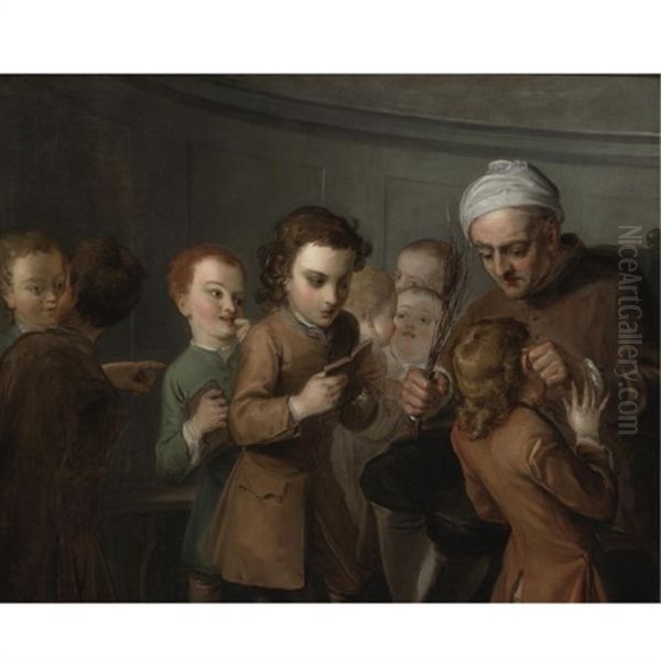 School Master And His Students Oil Painting by Philip Mercier