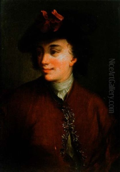 Portrait De Jeune Homme A La Veste Rouge Oil Painting by Philip Mercier