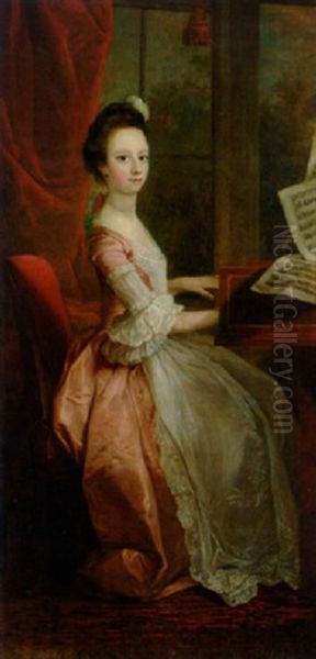 Portrait Of A Girl At A Harpsichord Oil Painting by Philip Mercier