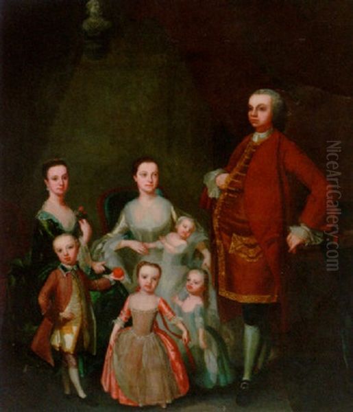 A Group Portrait Of A Gentleman With His Family Oil Painting by Philip Mercier