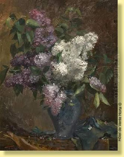 Vase Fleuri De Lilas Oil Painting by Eugene Bertrand