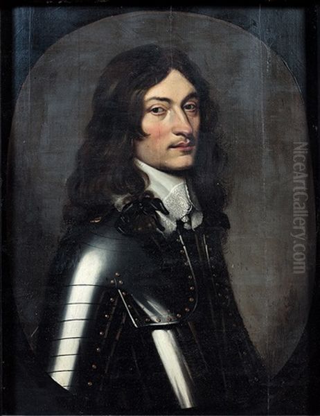 Portrait D'homme En Armure Dans Un Ovale Peint Oil Painting by Jacob Frans van der Merck