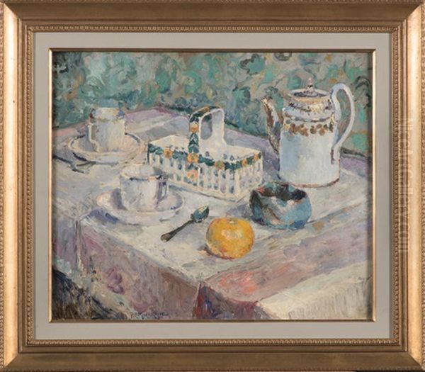 La Petite Table A Dejeuner Oil Painting by Jules Merckaert