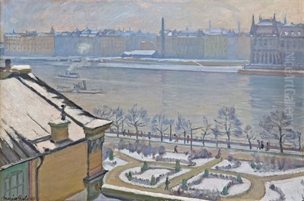 Budapesti Latkep Oil Painting by Gyula Meresz Muller