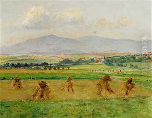 Sommerlicher Blick Von Berkersheim Zum Feldberg Oil Painting by Karl Mergell