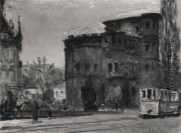 Porta Nigra Oil Painting by Karl Mergell