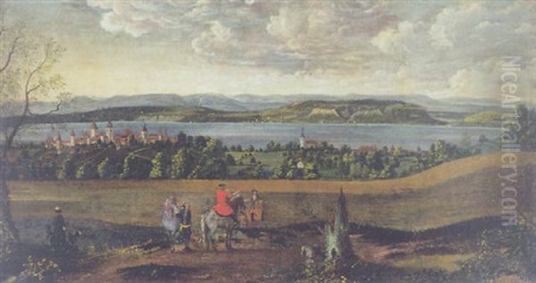 Ansicht Von Murten Und Umgebung Oil Painting by Matthaeus Merian the Elder