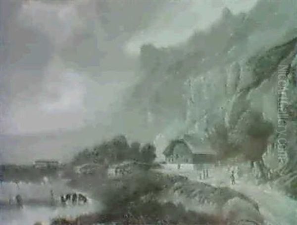 Vue De L'auberge De Kandersteg Oil Painting by Isaak Merian