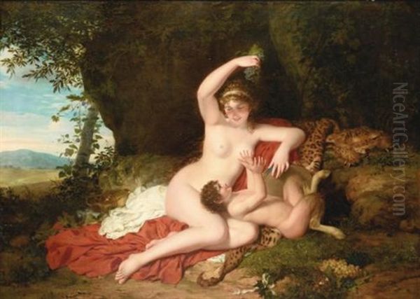 Erigone And Bacchus Oil Painting by Jean Francois Leonor Merimee