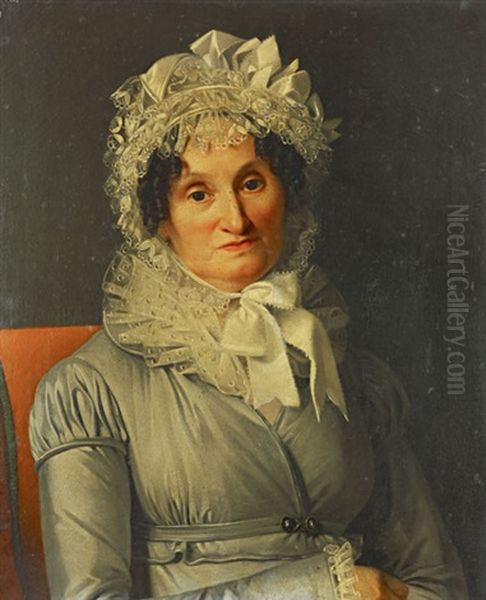 Portrait De Mme Schuler - Ba(?)t Oil Painting by Jean Francois Leonor Merimee