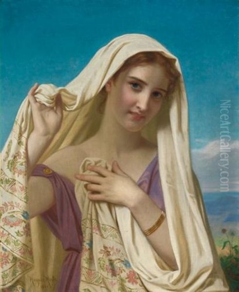 Young Girl In A Veil Oil Painting by Hugues Merle